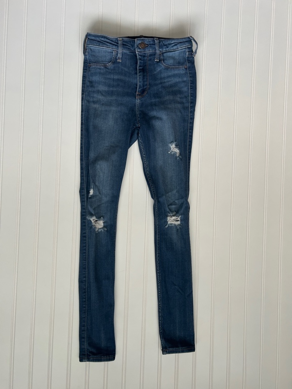 Hollister Dark Blue Skinny Distressed Jeans